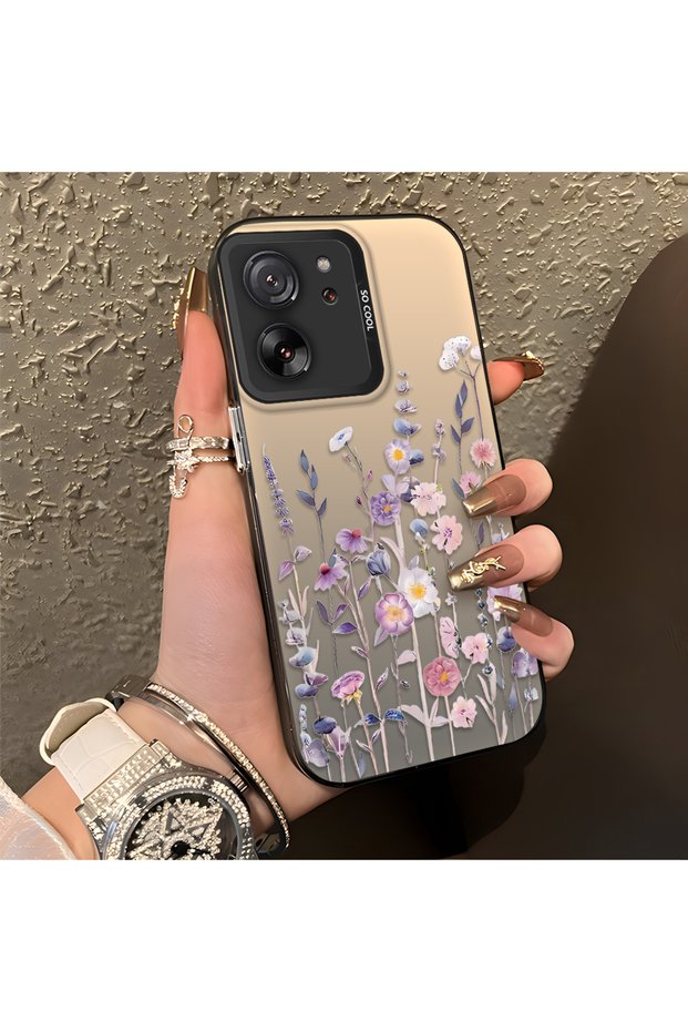 Mi 13T/Mi 13t Pro Compatible Light Purple Lavender and Wildflower Case, Elevated Lens Protection