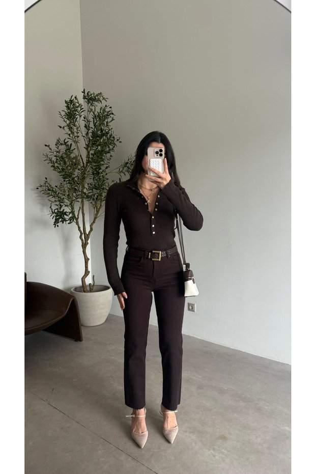 Brown Cropped Leg Anna Bf Jeans