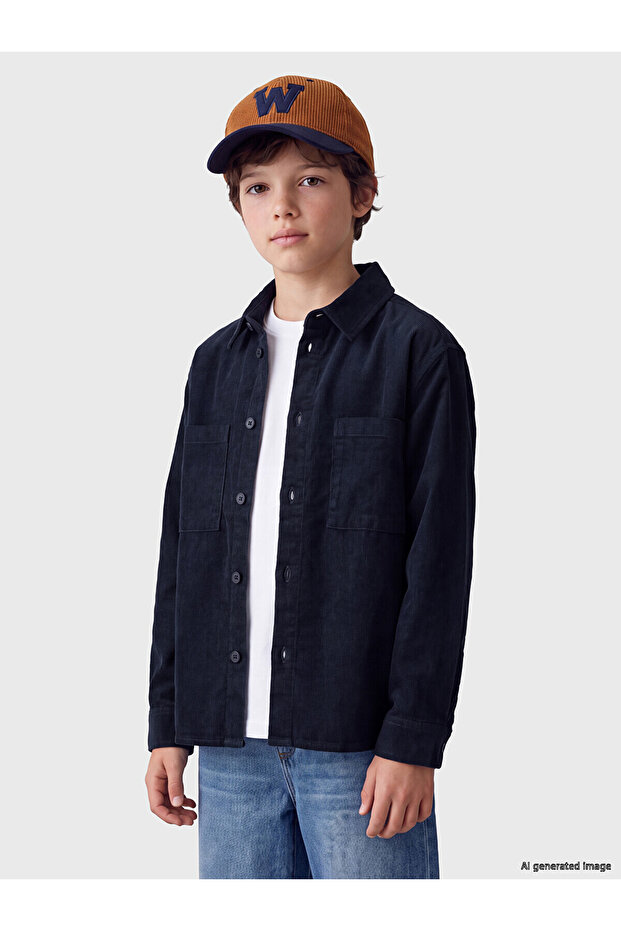 Two Mt Shop Quality Navy Blue Poplin Plain Standard & Regular Boys' Shirt Jacket