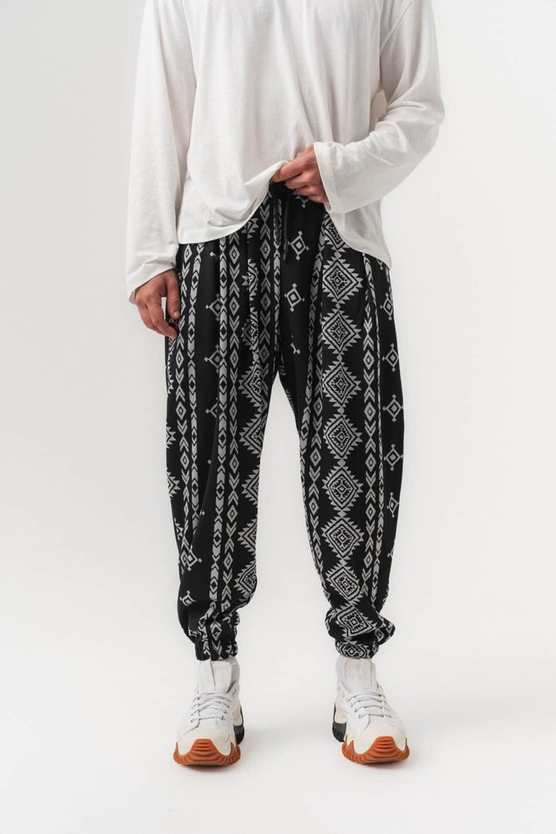 Azteca Pleated Shalwar with Elastic Waist and Cuffs