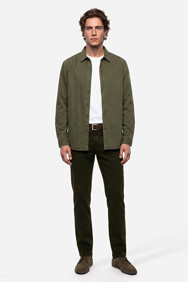 Men's Khaki Straight Fit Trousers