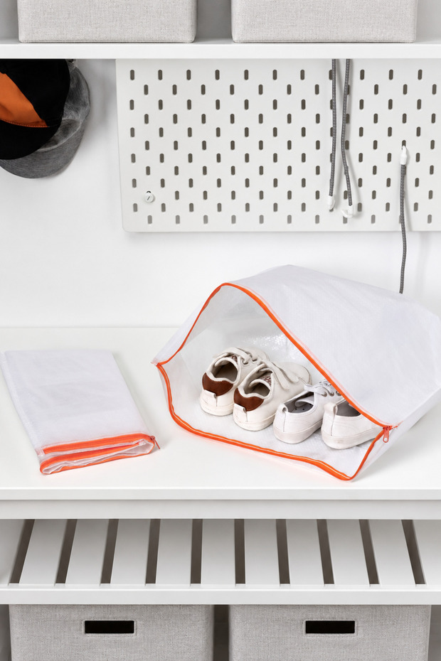 Parkla White Orange Shoe Storage Bag 48×22 cm – Travel and Closet Organizer