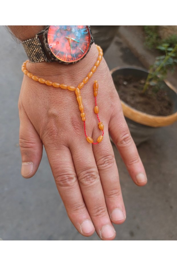 Mini Size, Ankle Length, Salih Master Made, Crimped Amber Stress Prayer Beads