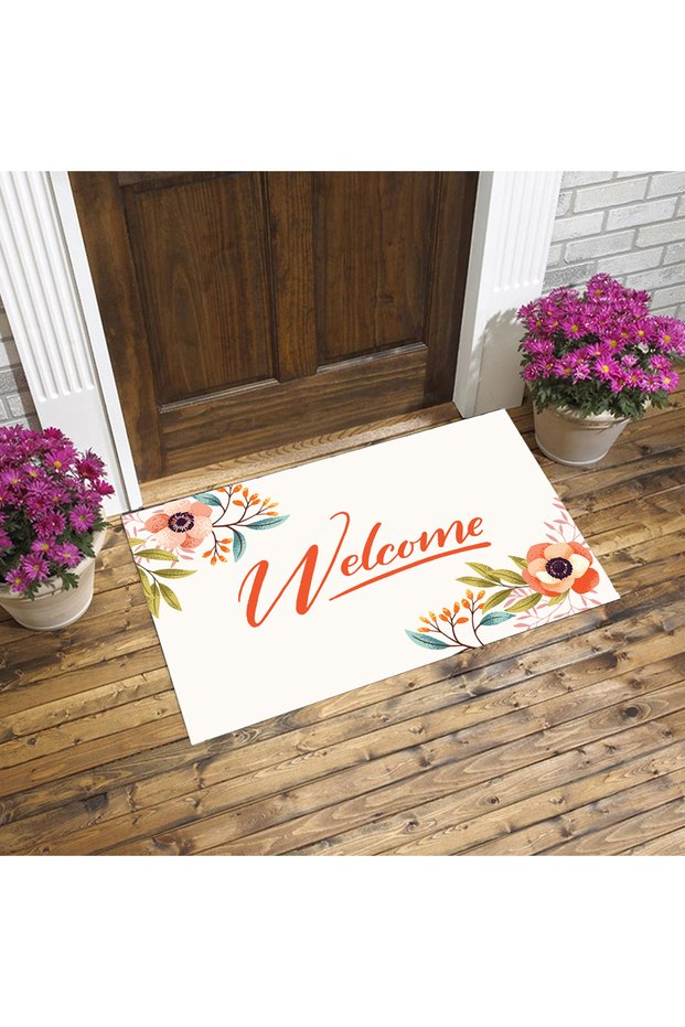 Welcome Written, Decorative Felt Base Non-Slip Door Mat 40X60Cm