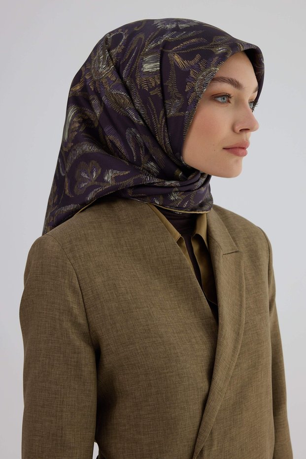 Sura Silk Scarf 53004 Purple Yellow
