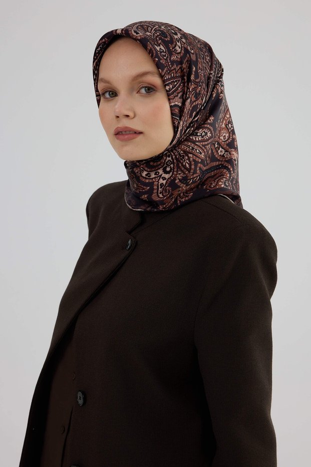 Sura Silk Scarf 53006 Burgundy Brown