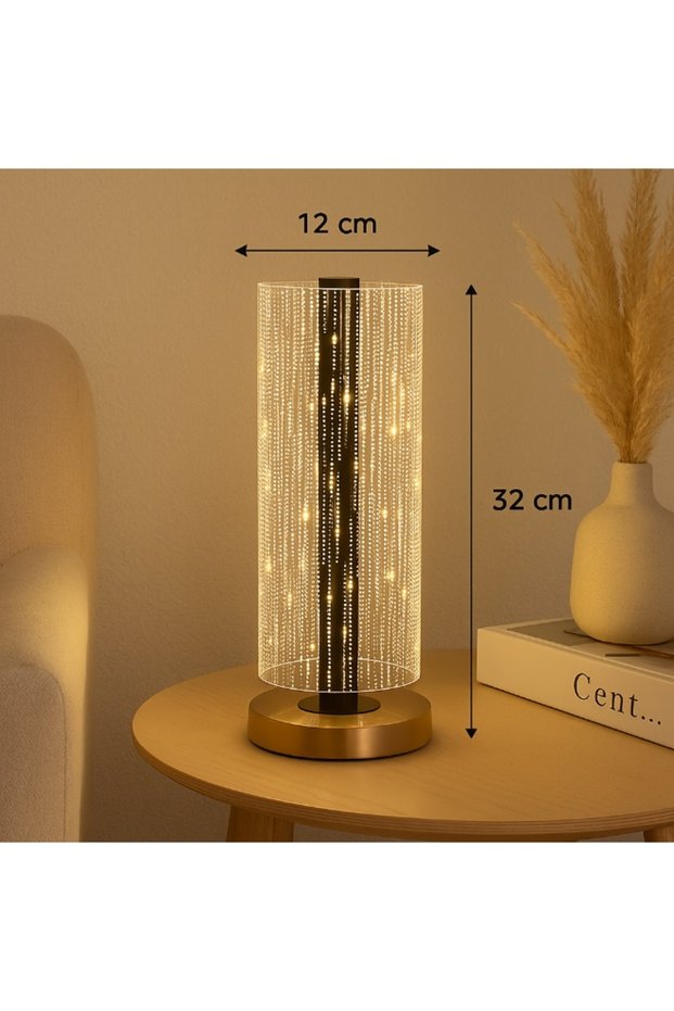مصباح طاولة LED أكريليك بقاعدة ذهبية وثلاث درجات إضاءة بقدرة 15 واط – تصميم عصري