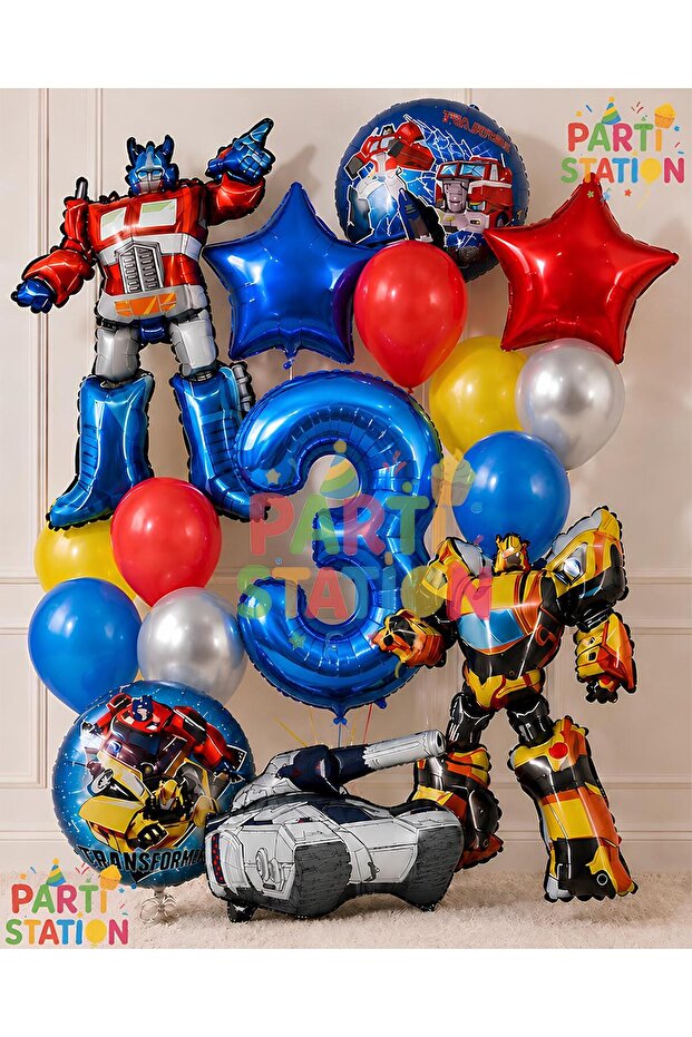 Transformers Bumblebee & Optimus Prime Balloon Set 3 Years Old - 16 Piece Birthday Balloon Set – Transformers Megatron Tank Balloon Set