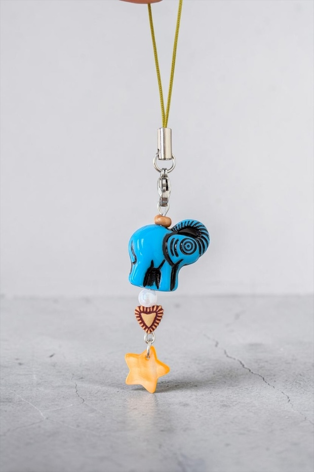 Luck and Abundance Blue Elephant and Star Phone Charm – Beaded Handmade Phone Decoration & Accessory