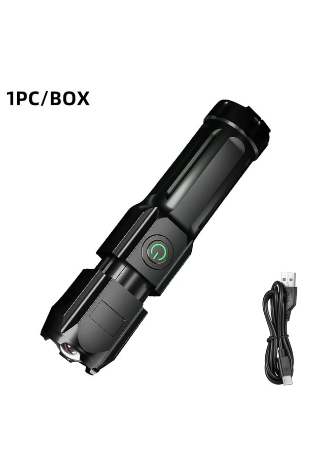 مصباح يدوي F15-T صغير الحجم قابل للشحن عبر USB، مصباح LED محمول مع تكبير تلسكوبي، ضوء قوي وتركيز عالي