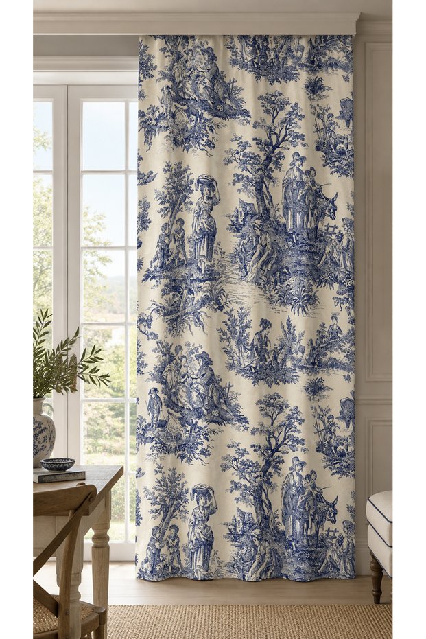 French Peasants Patterned Duck Fabric Background Curtain