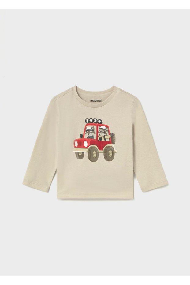 Baby Boy Printed Long Sleeve T-Shirt Beige 2012