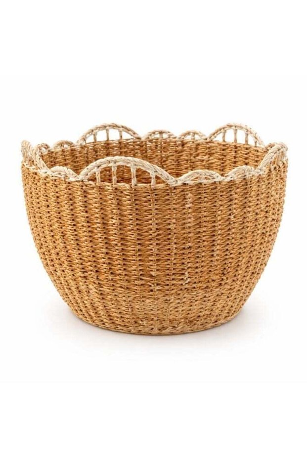 Homesmiths Rattan Storage Basket 42 cm Diameter x 30 cm Height - Handwoven Natural Wicker Basket for Laundry, Blankets, Toys, Plants - Decorative Boho Organizer for Living Room, Bedroom Storage