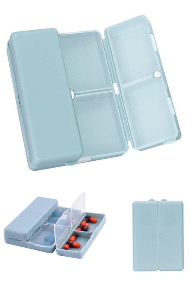 Folding 7 Compartment Pill Box for Vitamins & Fish Oil Blue