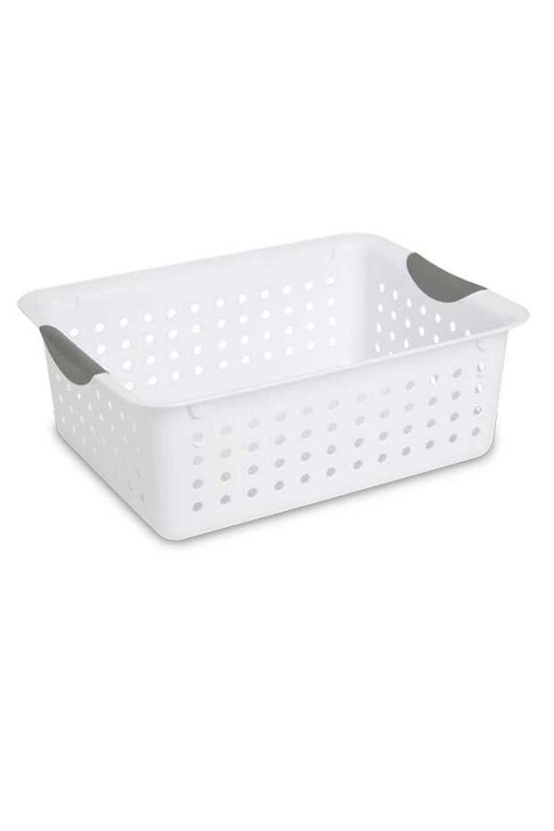 Sterilite Medium Ultra Basket Plastic Storage Bin Organizer - White