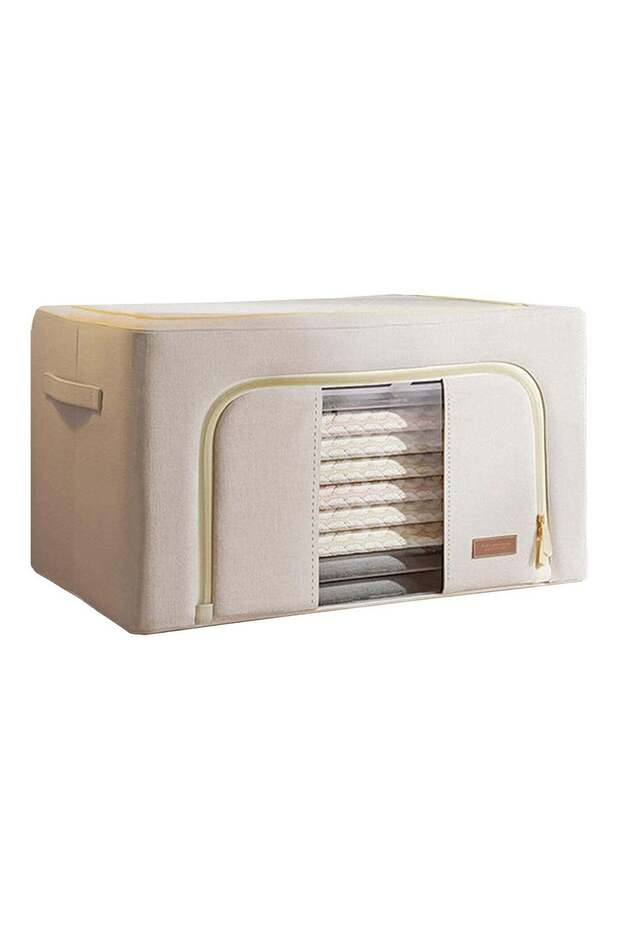 Fabric Foldable Clothes Storage Box 66L Collapsible Cotton