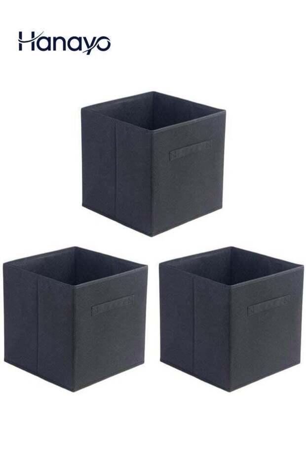 3 Pcs Storage Cubes Bins Collapsible Fabric Storage Bins with Handle Simple Cubical Storage Boxes for Clothes Toys Operators Cabinets Shelves (Black)