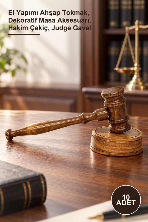 10 Pieces Wooden Judge's Gavel – Handmade Wooden Gavel, Decorative Table Accessory, Judge's Hammer, Judge Gavel