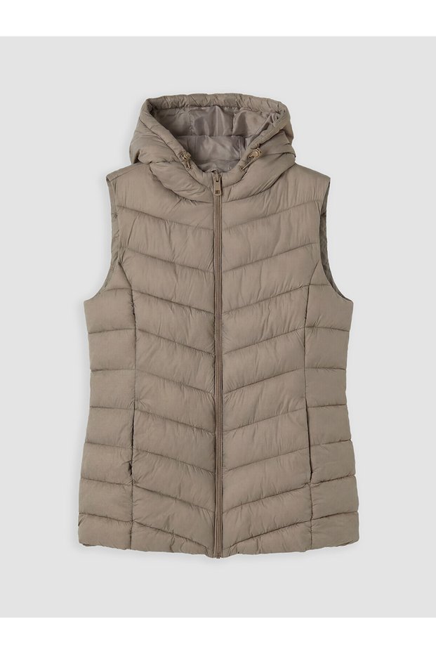Two Mt Shop Quality Lcw Everyday Brown Plain Women's Puffer Vest