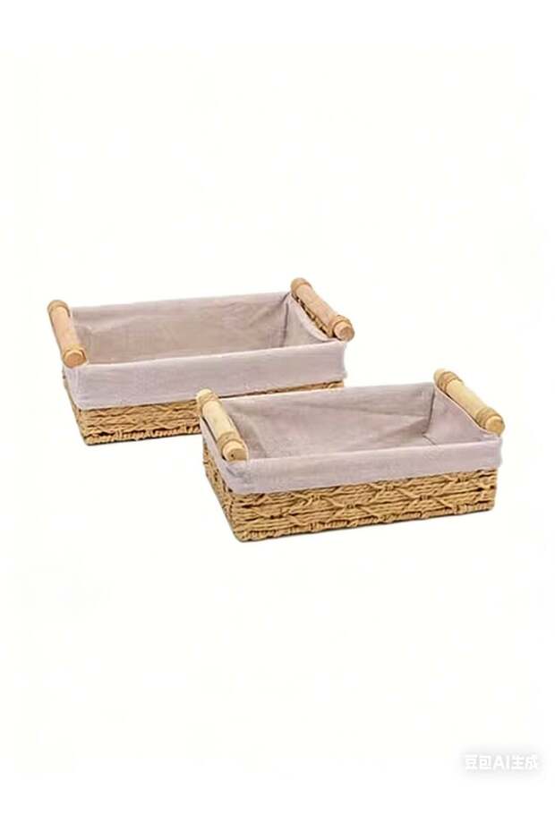Woven Rattan Storage Baskets, for Organizing Office Desks, Cosmetics, and Baby Items