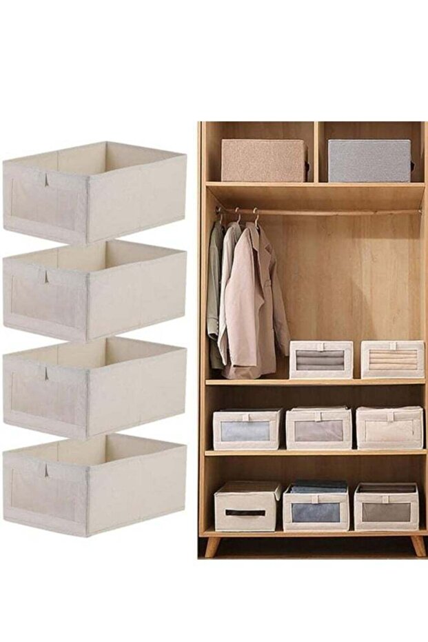 4 Pcs Foldable Wardrobe Clothes Organizer, Drawer Organizers and Storage,Drawer Organizers with Handle, Moisture and Mold Prevention, Sturdy and Durable,Suitable for Organizing Clothing, Jeans, Toys,