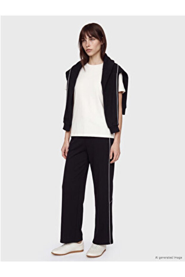 Black Stripe Detailed Soft Touch Women's Sweatpants