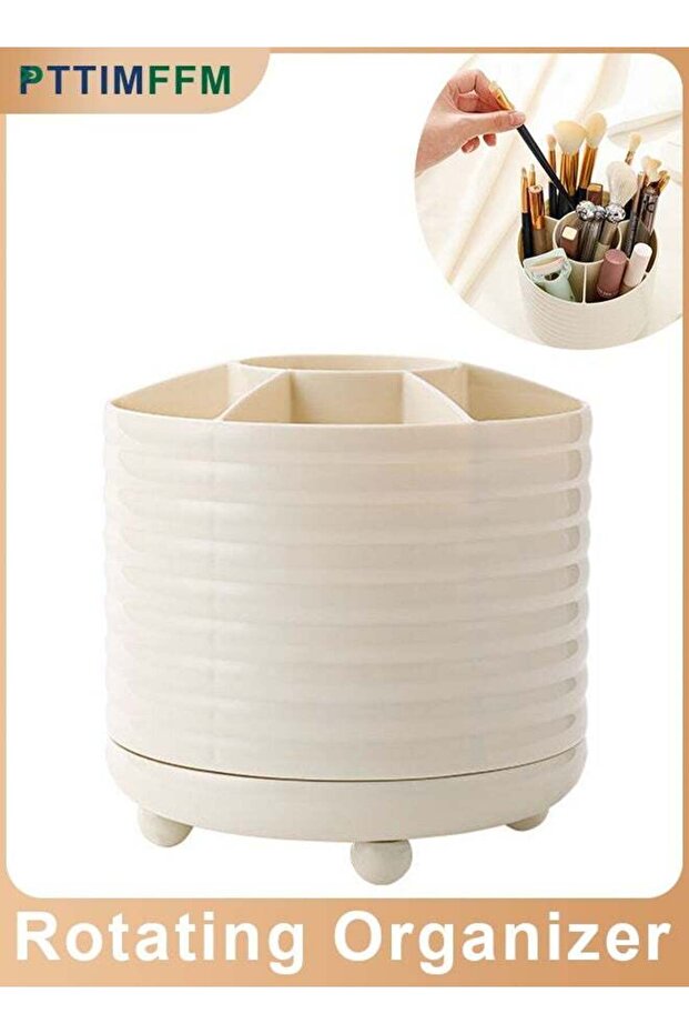 360° Rotating Makeup Brush Organizer, Multi-Functional Cosmetic Storage Holder for Brushes, Lipsticks & Beauty Tools, Durable, Spacious & Stylish Vanity Organizer