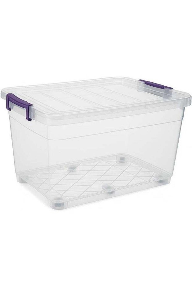 KOVAR Stackable Storage Container, Clear Plastic Box with Locking Lid (40L)