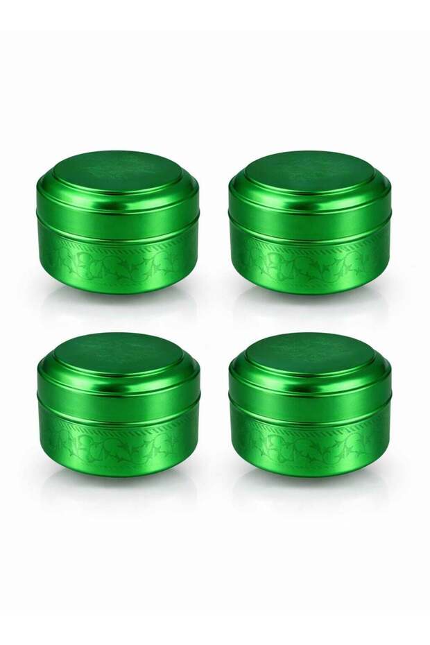 4-Pieces Round Storage Boxes For Sweet Dry Fruit Bakhoor, Jewellery dabba, Green 50 ML