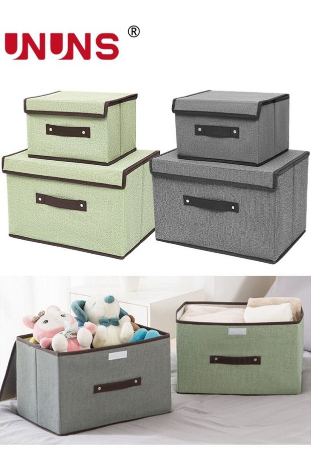 Set Of 4 Foldable Storage Box,Linen Large Collapsible Fabric Stroage Box With Lids Kit,Washable Bins For Home Office