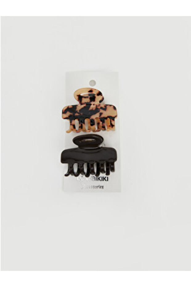 Mixed leopard print women's snap hair clip set - 2 piece