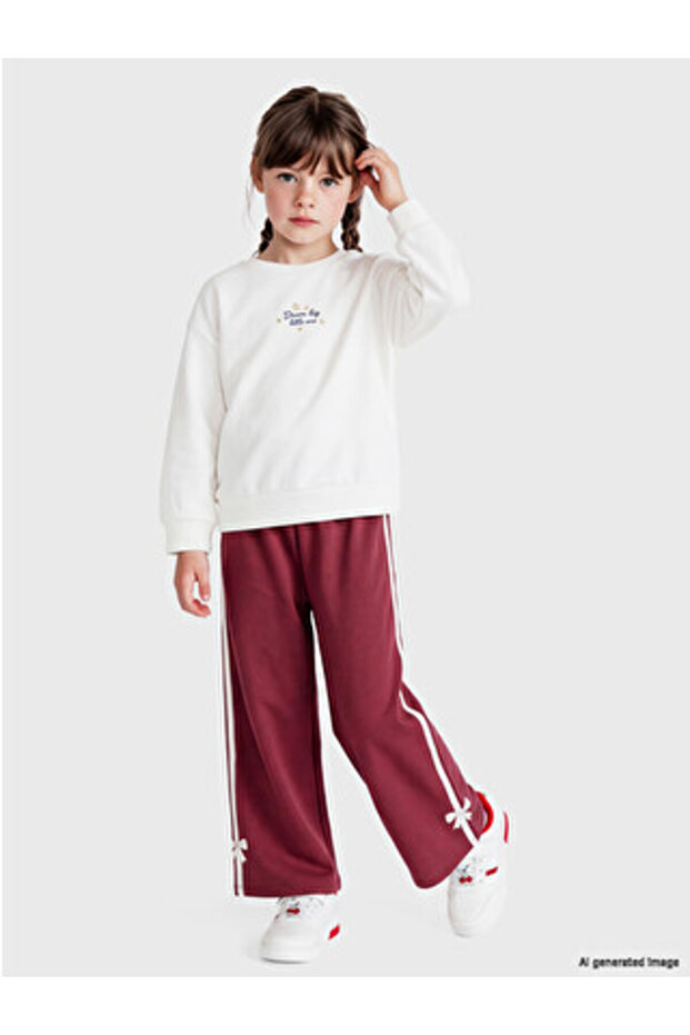 Burgundy Striped Soft Touch Girls' Sweatpants