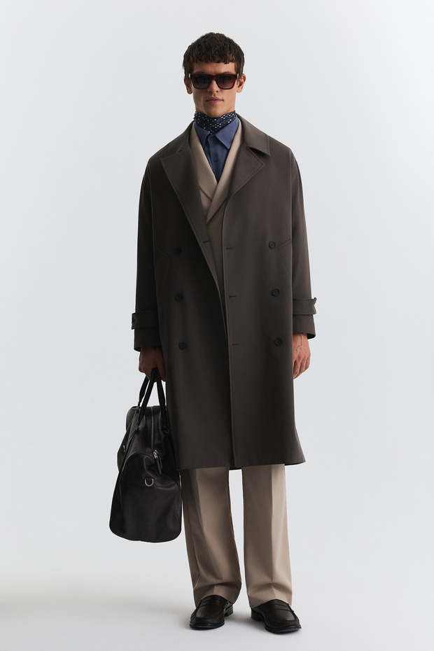 Long Relaxed Fit Trench Coat