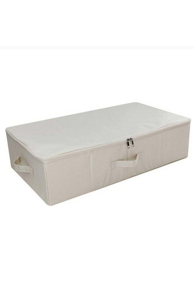 Fabric Under Bed Storage Box Cotton Linen with Double Zipper Closet Sorting Box Foldable Under Bed Storage Bag Organizer for Clothes Blankets Shoes Seasonal Items