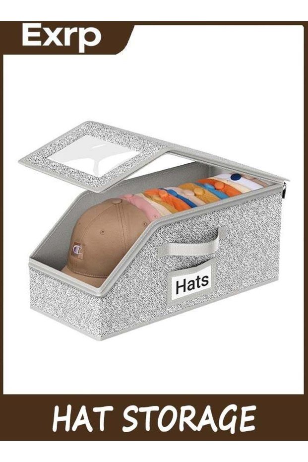 Stackable Hat Storage for Baseball Caps, Holds up to 12 Caps Hat Organizer for Closet, Sturdy Snapback Boxes for Men with Cardboard