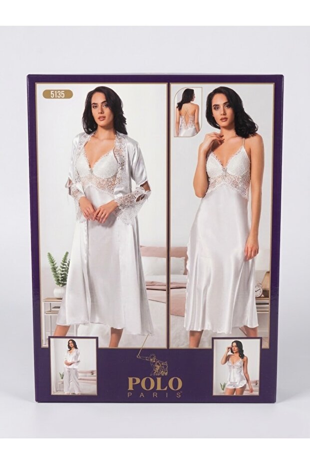 6-Piece Satin Bohçalık Dowry Set Nightgown and Robe Set