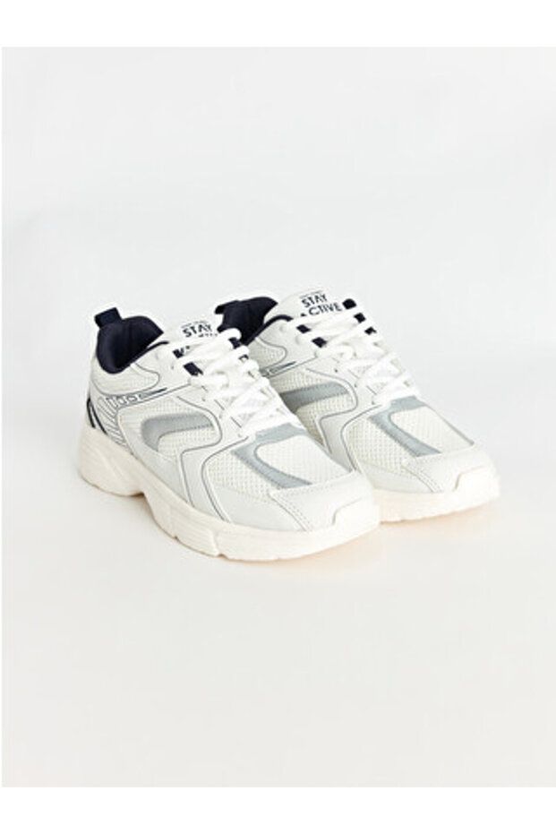 White Mesh Girl's Sports Shoes