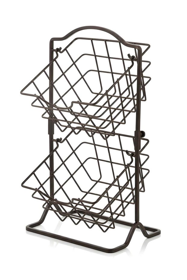 2 Tier Metal Fruit Basket Kitchen Countertop Storage Vegetable Basket Stand,Detachable Produce Basket,Storage Holder For Multipurpose Wire Basket Hanging,Farmhouse Kitchen Tiered Organizer