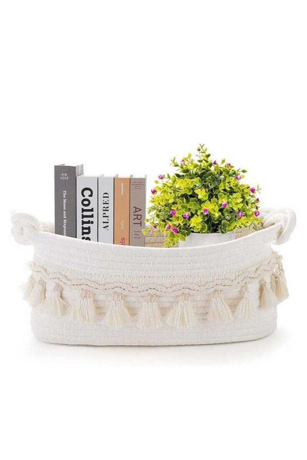 Small Basket for Gifts Empty, Woven Basket for Storage, Cute Toilet Paper Storage, Decorative Gift Basket, Empty to Fill Basket for Boho Shelves Bedroom Nursery Entryway