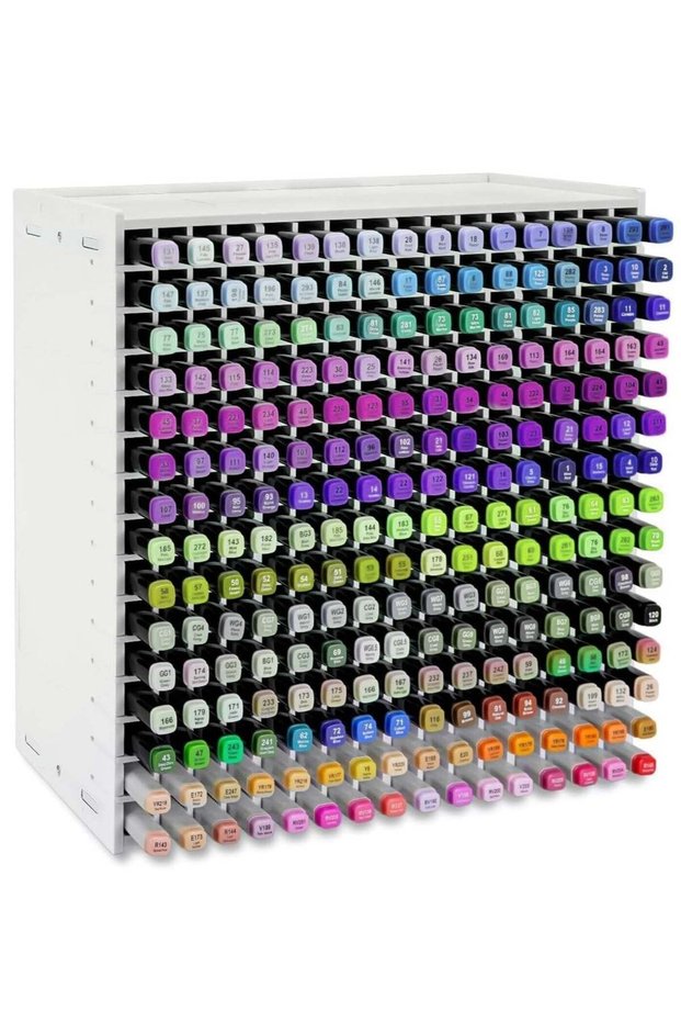 Adjustable Marker Organizer, Large Capacity Desktop Storage, Pens Pencils Storage, All-In-One Markers Box Hold 240 Markers for Home Classroom Office Decor