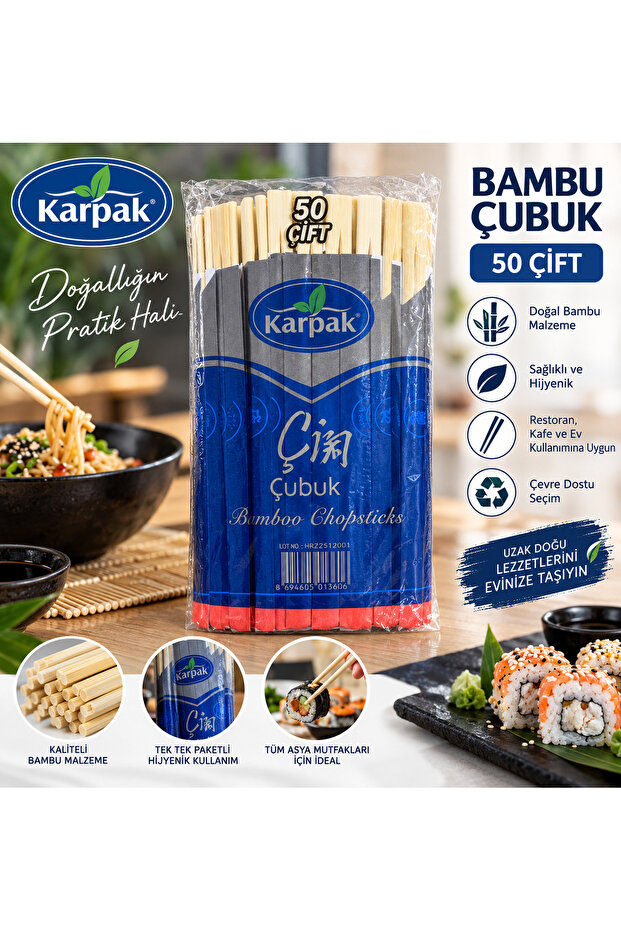Bambu Çin çubuğu Chopstick 50 çift
