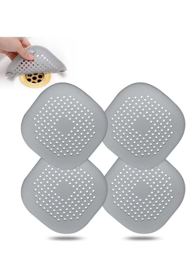 Hair Drain Catcher,Square Drain Cover for Shower Silicone Hair Stopper with Suction Cup,Easy to Ins