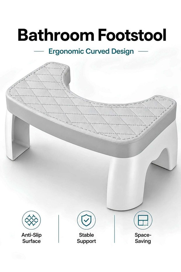 Toilet Squat Stool Toilet Step Stool Plastic Potty Stool with PU Leather Surface, Non Slip Bathroom