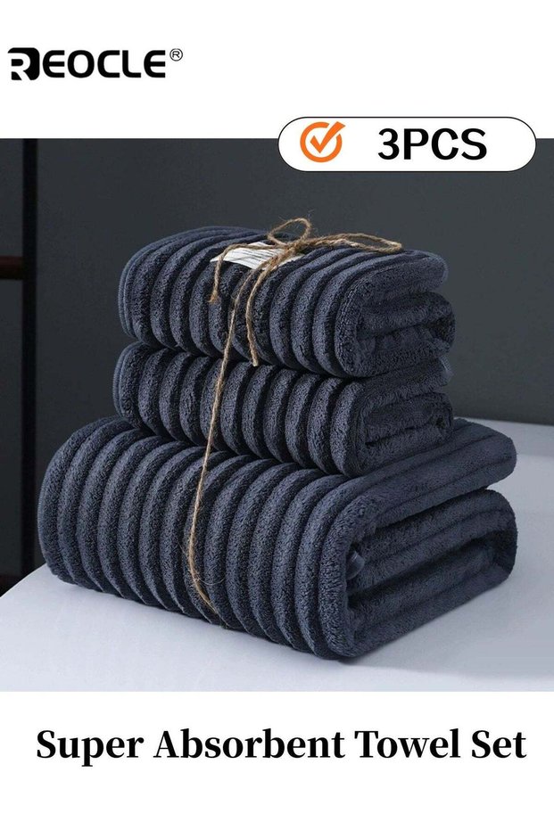3pcs Super Absorbent Towel Set Quick-Drying Comfortable Bathing Towel Bath Towel Machine Washable S