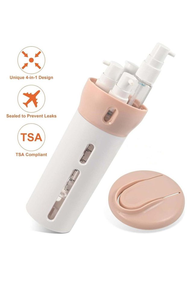 4 in 1 Travel Dispenser, Travel Shampoo and Conditioner Dispenser, Refillable Travel Bottles for To