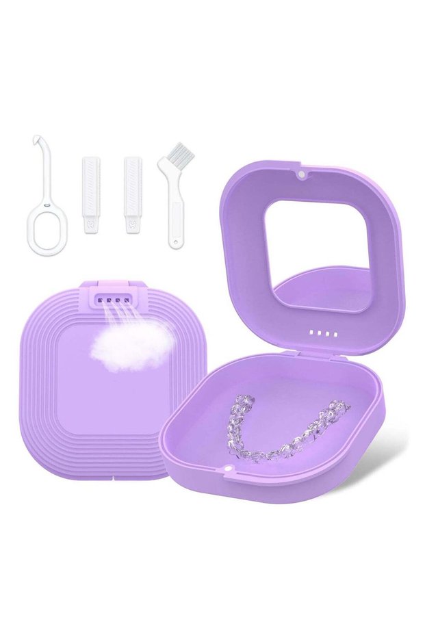 Retainer Case with Mirror and Vent Holes, Cute Retainer Holder Case Compatible with Invisalign, Ali