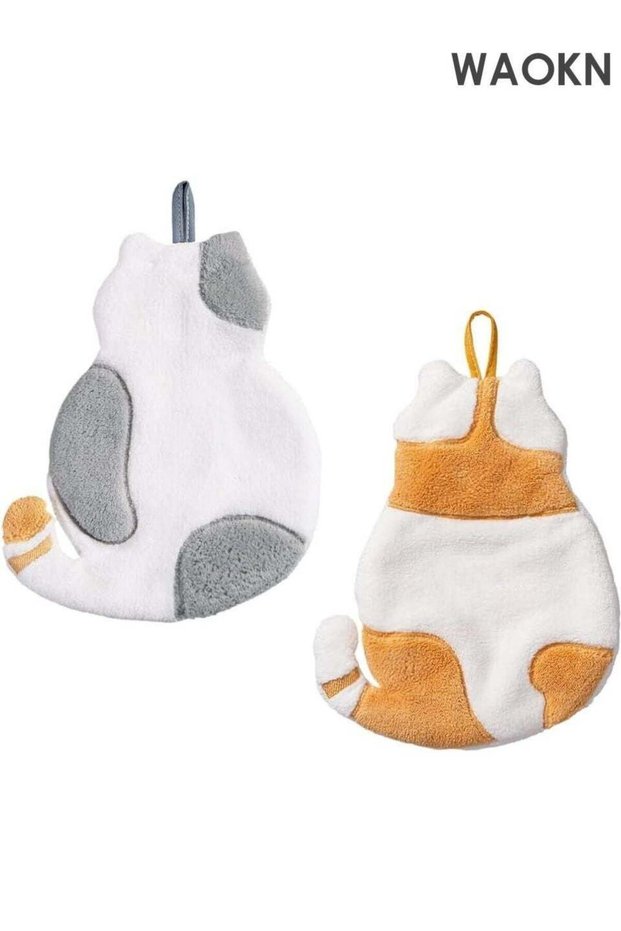 2-Pack Animal Shaped Hand Towels - Super Soft, Super Absorbent Kitchen/Bath Towels - Quick-Drying D