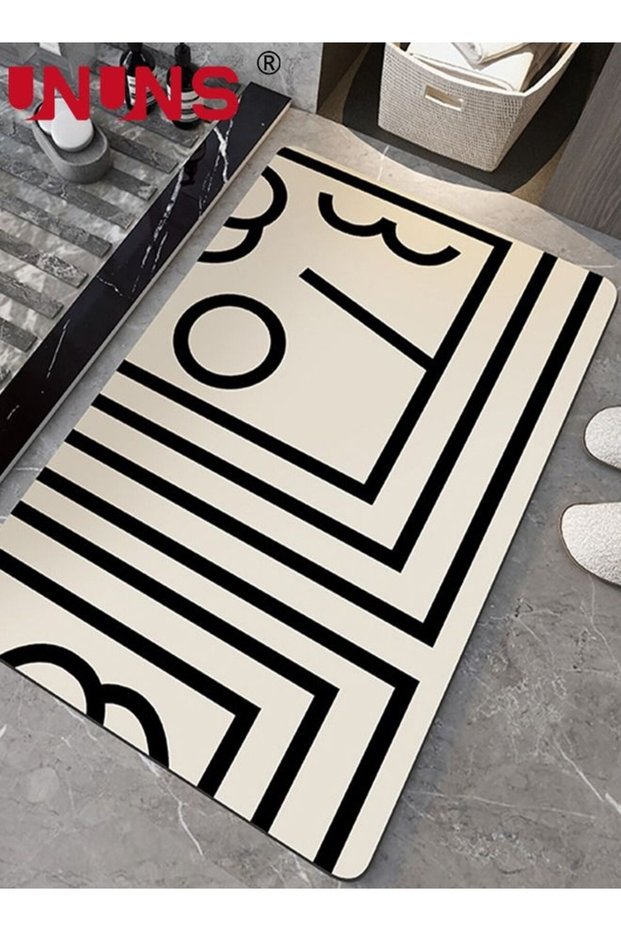 Super Soft Absorbent Floor Mat,60x90CM Non-Slip Bathroom Rug,Rubber Backed,Geometric Diatomaceous E