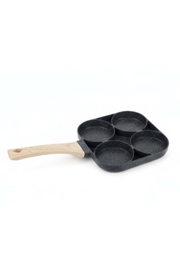 4-Cup Non-Stick Egg & Pancake Frying Pan with Wooden Handle | Multi-Purpose Breakfast Pan