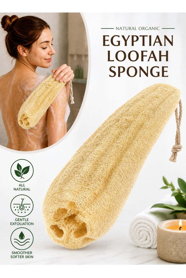 Natural Organic Egyptian Loofah Sponges, 40Cm Large Exfoliating Shower Loofah Body Scrubbers Spa Be